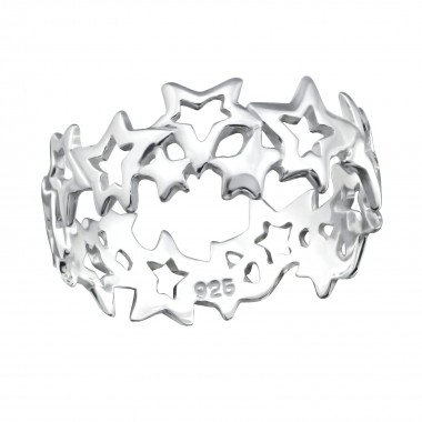 Chained stars - 925 Sterling Silver Simple Rings SD7945