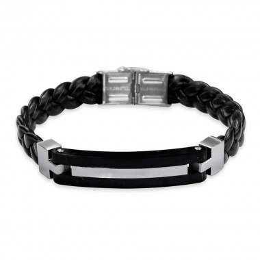 Combined - Leather Cord Men Steel Bracelet SD8076