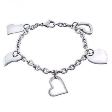 Heart - 316L Surgical Grade Stainless Steel Women Steel Bracelet SD19601
