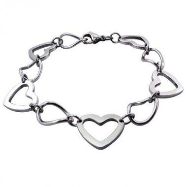 Heart - 316L Surgical Grade Stainless Steel Women Steel Bracelet SD19602