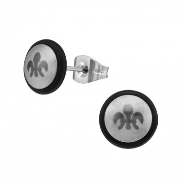 Fleur-de-lis - Rubber Stainless Steel Ear studs SD1290