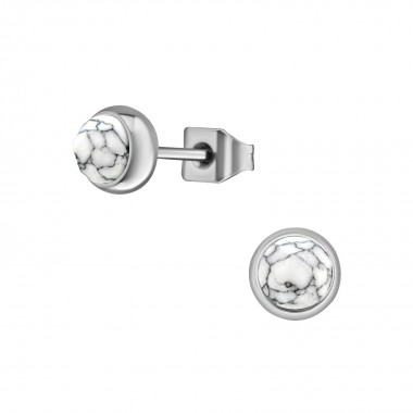 Surgical Steel Round 5mm Ear Studs With Semi Precious - 316L Surgical Grade Stainless Steel Stainless Steel Ear studs SD34494