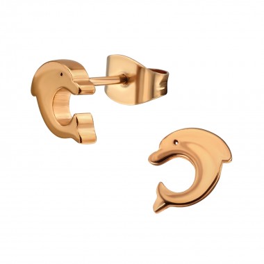 Rose Gold Surgical Steel Dolphin Ear Studs - 316L Surgical Grade Stainless Steel Stainless Steel Ear studs SD35967