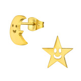 Crescent Moon And Star - 316L Surgical Grade Stainless Steel Stainless Steel Ear studs SD45518