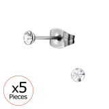 3mm Round X5 - 316L Surgical Grade Stainless Steel Stainless Steel Ear studs SD45767