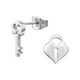 Key And Padlock - 316L Surgical Grade Stainless Steel Stainless Steel Ear studs SD45944