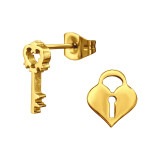 Key And Padlock - 316L Surgical Grade Stainless Steel Stainless Steel Ear studs SD45945