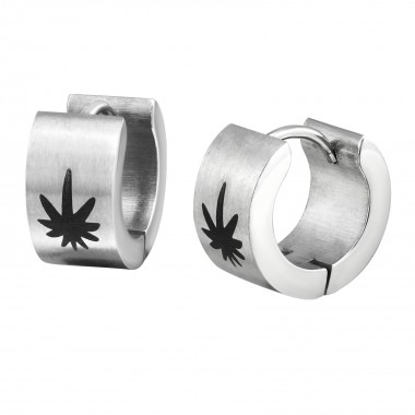 Black Ganja - 316L Surgical Grade Stainless Steel Stainless Steel Earrings SD707