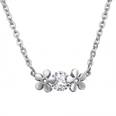 Flower - 316L Surgical Grade Stainless Steel Stainless Steel Necklace SD30028