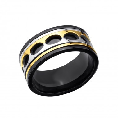 Black and Gold - 316L Surgical Grade Stainless Steel Steel Rings SD22787