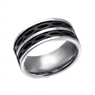 Black Striped - 316L Surgical Grade Stainless Steel Steel Rings SD22793