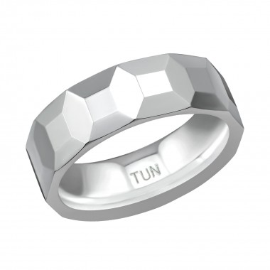Tungsten Faceted Ring - Tungsten Steel Rings SD38567