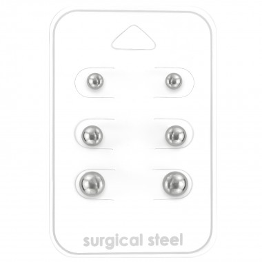 Ball 3Mm, 4Mm And 6Mm - 316L Surgical Grade Stainless Steel Steel Jewelry Sets SD28503