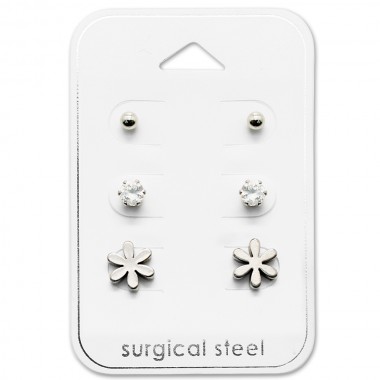 Flower - 316L Surgical Grade Stainless Steel Steel Jewelry Sets SD28506