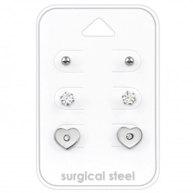 Heart - 316L Surgical Grade Stainless Steel Steel Jewelry Sets SD28507