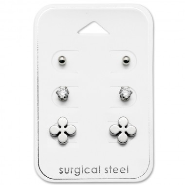 Flower - 316L Surgical Grade Stainless Steel Steel Jewelry Sets SD28508
