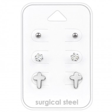 Cross - 316L Surgical Grade Stainless Steel Steel Jewelry Sets SD28510