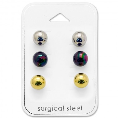 8Mm Ball - 316L Surgical Grade Stainless Steel Steel Jewelry Sets SD28528