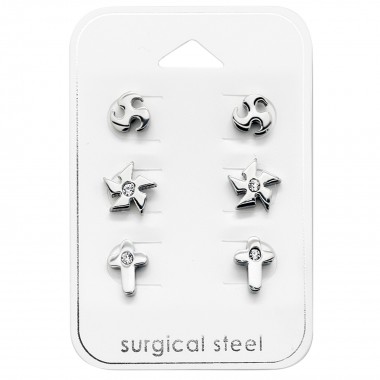 Star And Cross - 316L Surgical Grade Stainless Steel Steel Jewelry Sets SD28535