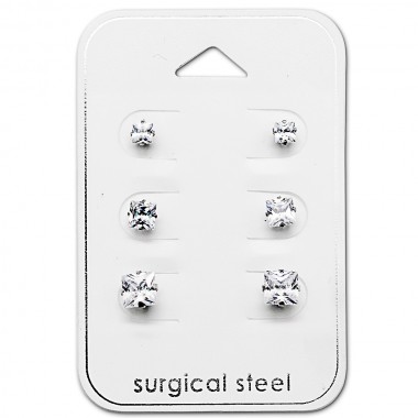 Square - 316L Surgical Grade Stainless Steel Steel Jewelry Sets SD29033