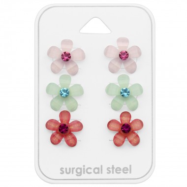 Flower - 316L Surgical Grade Stainless Steel Steel Jewelry Sets SD29090