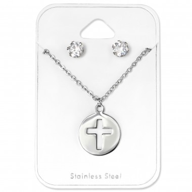 Cross - 316L Surgical Grade Stainless Steel Steel Jewelry Sets SD30126