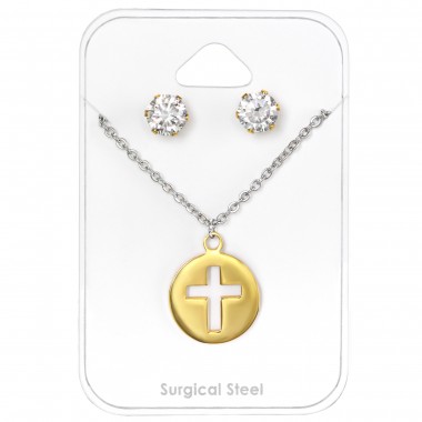 Cross - 316L Surgical Grade Stainless Steel Steel Jewelry Sets SD30127