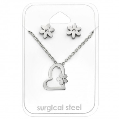 Heart - 316L Surgical Grade Stainless Steel Steel Jewelry Sets SD30135