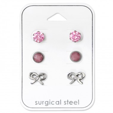 Bow - 316L Surgical Grade Stainless Steel Steel Jewelry Sets SD34507