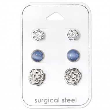 Rose - 316L Surgical Grade Stainless Steel Steel Jewelry Sets SD34508