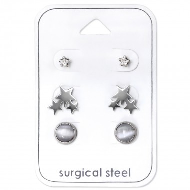 Star - 316L Surgical Grade Stainless Steel Steel Jewelry Sets SD34509