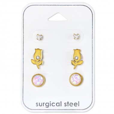 Tulip - 316L Surgical Grade Stainless Steel Steel Jewelry Sets SD34512