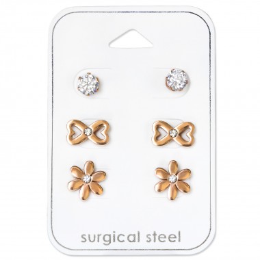 Flower - 316L Surgical Grade Stainless Steel Steel Jewelry Sets SD34514