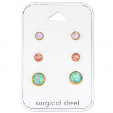 Opal - 316L Surgical Grade Stainless Steel Steel Jewelry Sets SD34513