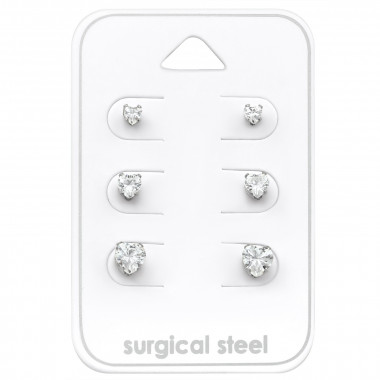 Heart - 316L Surgical Grade Stainless Steel Steel Jewelry Sets SD28565