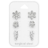 Snowflake, Heart Clover And Star - 316L Surgical Grade Stainless Steel Steel Jewelry Sets SD45414