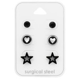Round, Heart And Star - 316L Surgical Grade Stainless Steel Steel Jewelry Sets SD45421