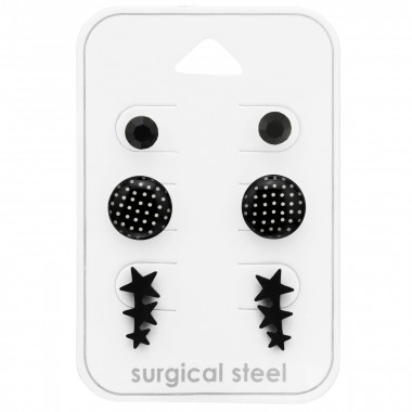 Round And Triple Star - 316L Surgical Grade Stainless Steel Steel Jewelry Sets SD45422