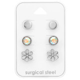 Round And Flower - 316L Surgical Grade Stainless Steel Steel Jewelry Sets SD45425
