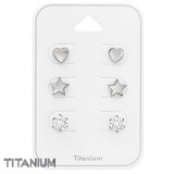 Sparkling Heart And Star - Titanium Steel Jewelry Sets SD45427