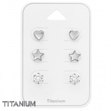 Sparkling Heart And Star - Titanium Steel Jewelry Sets SD45427