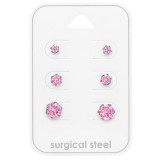 Round 3Mm, 4mm And 6mm - 316L Surgical Grade Stainless Steel Steel Jewelry Sets SD49597