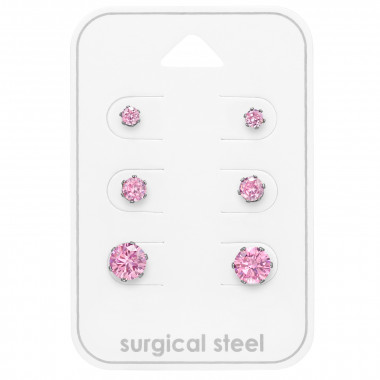 Round 3Mm, 4mm And 6mm - 316L Surgical Grade Stainless Steel Steel Jewelry Sets SD49597