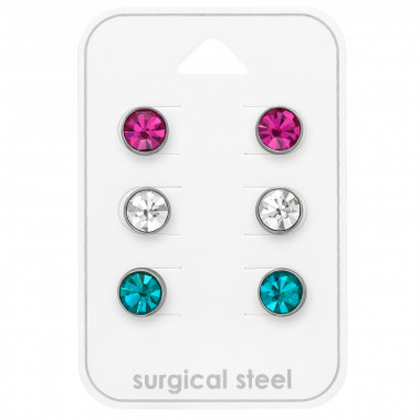 6mm Round - 316L Surgical Grade Stainless Steel Steel Jewelry Sets SD49599