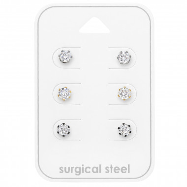 4mm Round - 316L Surgical Grade Stainless Steel Steel Jewelry Sets SD49600