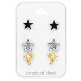 Stars - 316L Surgical Grade Stainless Steel Steel Jewelry Sets SD49602