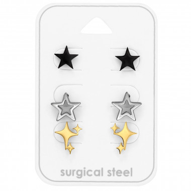 Stars - 316L Surgical Grade Stainless Steel Steel Jewelry Sets SD49602