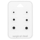 Round Black 2Mm, 3mm And 4mm - 316L Surgical Grade Stainless Steel Steel Jewelry Sets SD49603