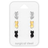 Cat - 316L Surgical Grade Stainless Steel Steel Jewelry Sets SD49605
