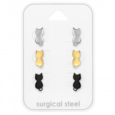 Cat - 316L Surgical Grade Stainless Steel Steel Jewelry Sets SD49605